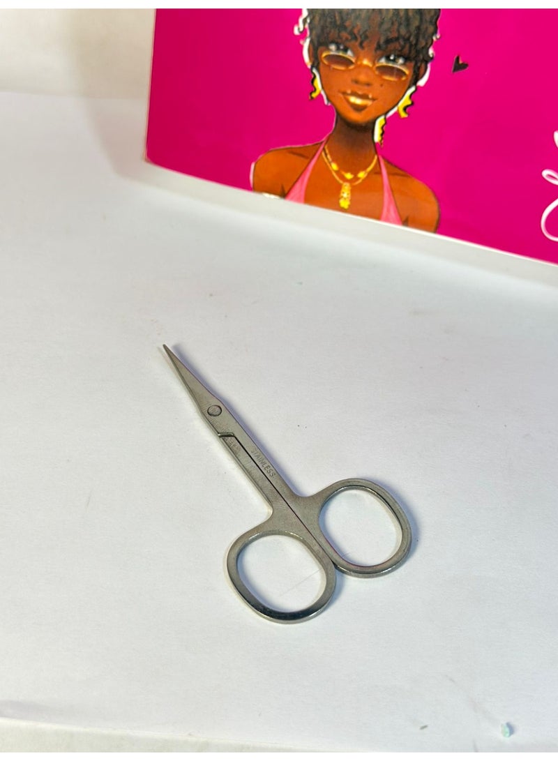 Stainless Steel Eyebrow Grooming Scissors - Silver 1PC - Image 1